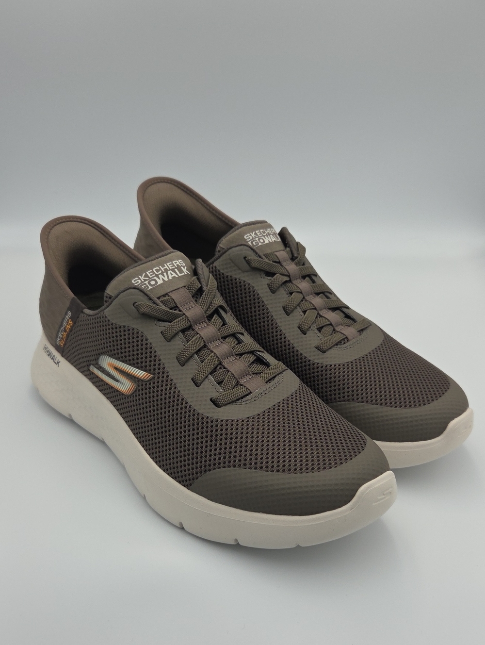 Skechers Men’s Olive Green Mesh Athletic Slip-On Sneakers 11